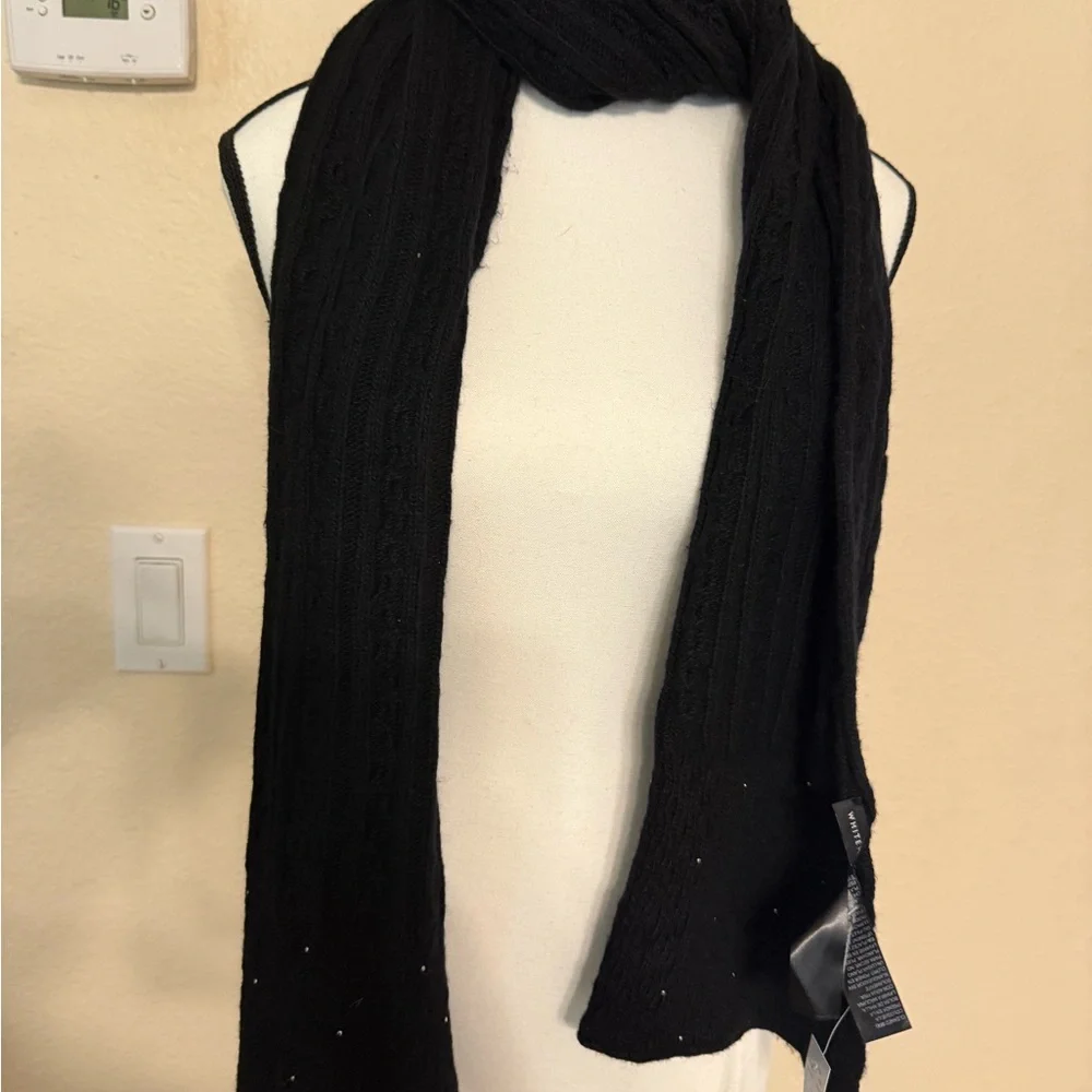 NWT White House Black Market WHBM Rhinestone Patterned Scarf Embellished NOS